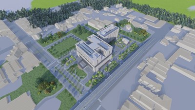 亞大附設豐原醫院模擬示意圖俯瞰