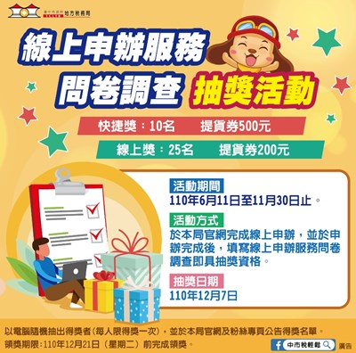 中市e化申辦免出門 填問卷抽好禮