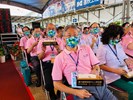 台中精機廠(股)公司黃明和董事長、台中世界貿易中心陳弘岳總經理參與上梁典禮